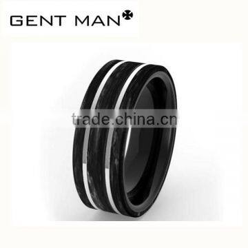 Popular chaotic carbon fiber ring collcetion men black stainless steel ring