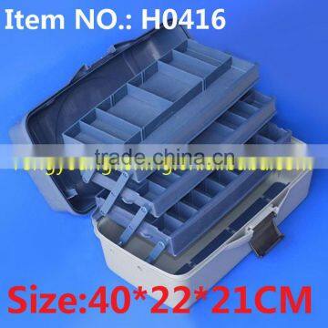 H0416 40*22*21CM Three Trays Plastic Box Fishing Box transparent fly box