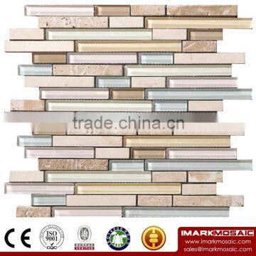 IMARK Mixed Color Crystal Glass Mosaic Tiles Mix Marble Mosaic Tiles Code IXGM8-014 for Bathroom Wall Splash