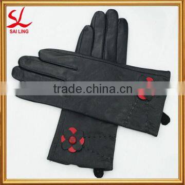 New Design Ladies Black Genuine Leather Gloves For Christmas Gift Items