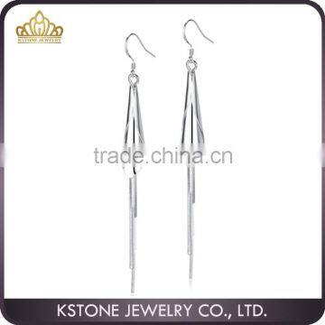 KSTONE high quality silver plated copper long drop earring