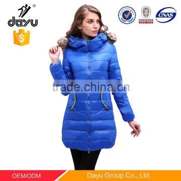 High quantity coat woman blue color winter jacket /down coat stock lot garments