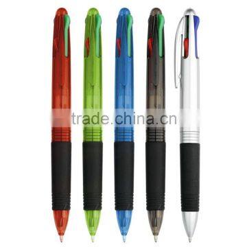 Multi-colored 3 in 1 transparent color barrel with comfort rubber grip ballpoint pen