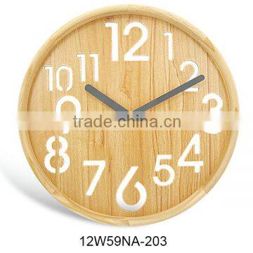 12 inch handmade carved pine wood wall clock(12W59NA-203)