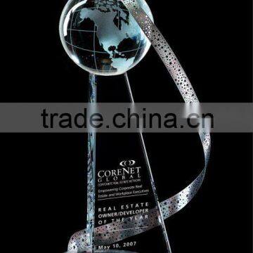 2013pure crystal globe trophy for souvenir without metal(R-0611