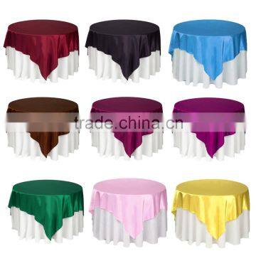 Square 145*145CM Round Satin Table Overlay For Wedding Banquet