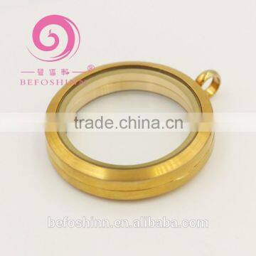 30mm Stainless steel gold color magnet glass floating locket pendant for locket floating