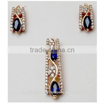 Diamond tanzanite gemstone earring pendant set