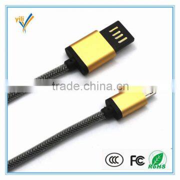 Double Side Micro USB 2.0 Metal Data Cable Flat Noodle Cable for Android Mobile