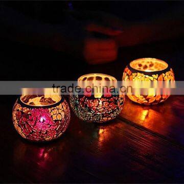 Colorful Mosaic Glass Tealight Candle Holder
