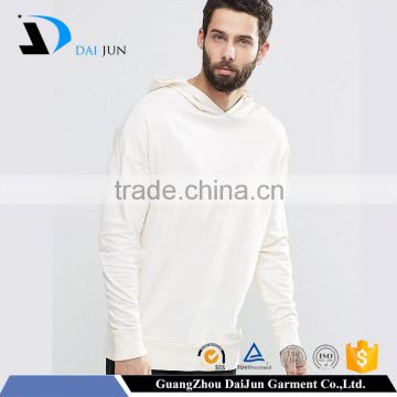 Guangzhou OEM High Quality Cotton And Polyester Long Sleeve Plain White Hoodies Men