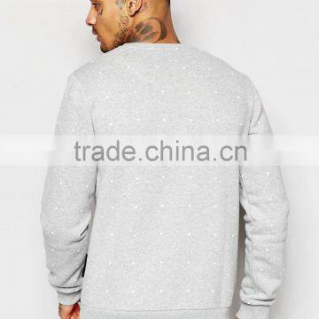 Daijun High Quality no Zipper and no Pocket 100% Cotton Round Neck Grey Silk- Printing on the Chest Logo Men Led Hoodie photo-2