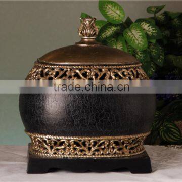 square base black and gold big jewel box with leather inlay with fancy lid