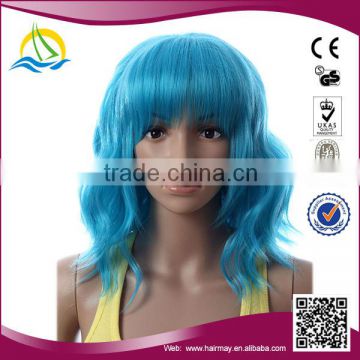 2014 New fashion style customizable ladies glueless blue wig