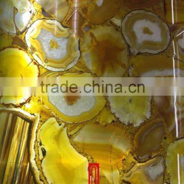 Yellow onyx stone slab with LED light countertop