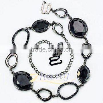 Large Oval Stones Black bra straps