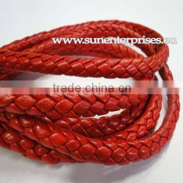 Braided Leather cords -6mm-RED