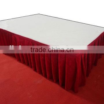 Polyester suede table skirts hotel banquet table skirts stage skirts