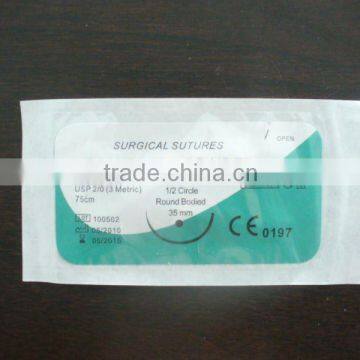 disposable surgical polyester suture with needle