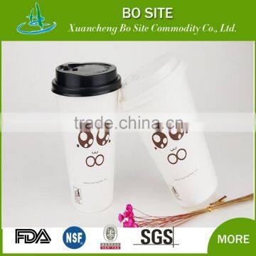 16oz 2016 High Quality Hot Sale Custom Printed single Wall Paper Coffee Cups with Lid