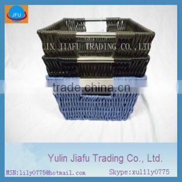 2012 New item Square metal handle plastic basket