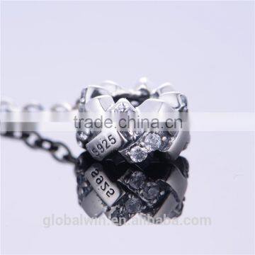 Wholesale Silver Charm Elegance Safety Chain With Crystal Stone Large Hole 925 Sterling Silver Safety Chain DIY Pendant Charm photo-2