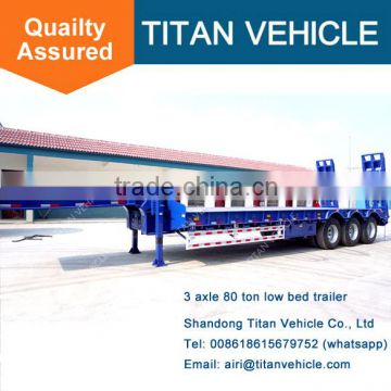 Titan factory direct steel tri axle low flatbed trailer with carrying 20-53ft container