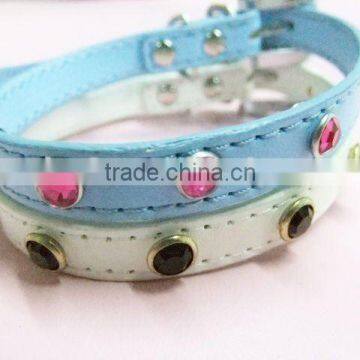 PU leather rhinestones dog collar,durable dog collar