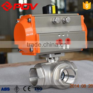 cf8 thread pneumatic ball valve 3 way for water