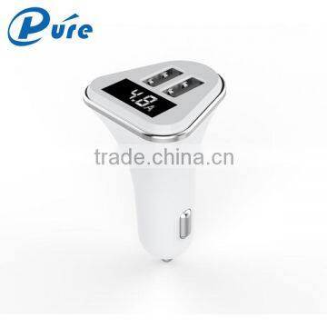 Wholesale dual port mobile phone charger DC 5V 4.8A output 2 port usb quick car charger with LED screen