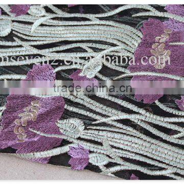 High Quality Fashion Color Floral Embroidery African Net Lace Fabric Wholesale