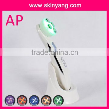 2015 new Mini portable ultrasonic + photon therapy 6 Colors Lights therapy facial beauty device at home use