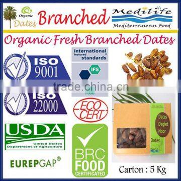 Organic Branched Dates. Deglet Noor Fresh Dates. Organic Dates. Organic Dates on The Branch 5Kg Carton