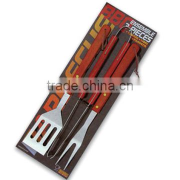 2015 hot selling bamboo handle bbq tools with display case