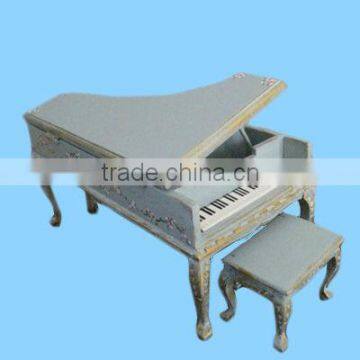 Resin Dollhouse Furniture Miniature Piano With Chair