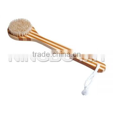 100% Natural bristle Long handle Wooden Body Bath brush-Round head