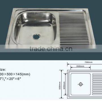 70x50cm Single Bowl Single Tray Stainless Steel Kitchen Sink photo-2