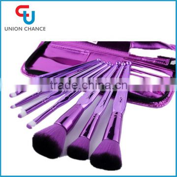 8Pcs Purple Private Label Makeup Brushes Shiny Cosmeticos Set with Beauty Bag