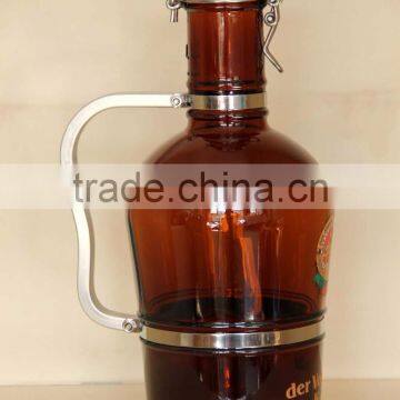 Hot sale! amber beer glass jug/glass bottle with handle , customized logo