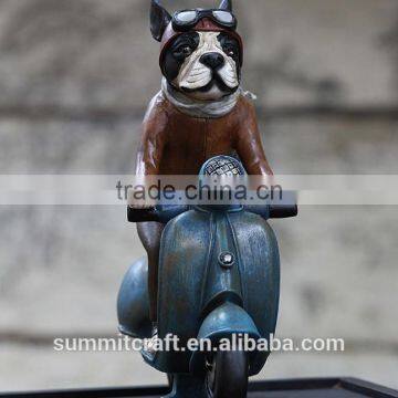 Vintage Resin Bulldog Riding Figurine
