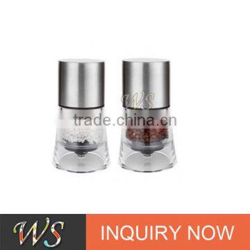 WS-PG18 adjustable ceramic core salt and pepper mill set with transparent bottle