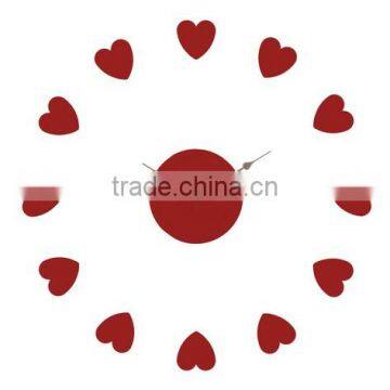 DIY Acrylic Red Hearts Wall Clock