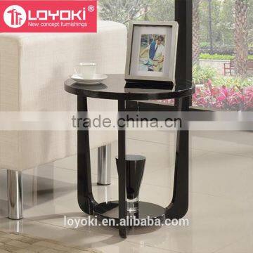 New Design Wood Sofa Side Table High Quality Glossy MDF Wood Round Bed Side Table Coffee Table photo-2