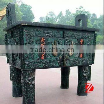 Antique Chinese style casting square bronze Ding statue for sale