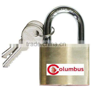 Padlock, heavy model, steel shackle - brass body