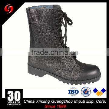 Black Full Grain Leather Waterproof Canvas Combat Jungle Military Boots photo-2