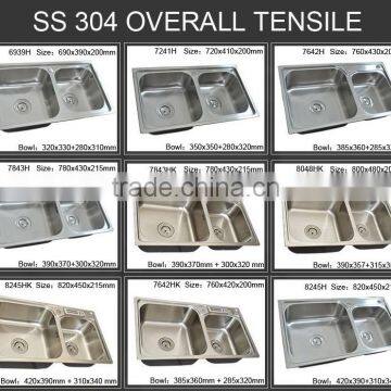 Double Bowl Stainless Steel Drop-In Topmount Kitchen Sink photo-3