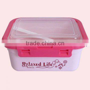 1.1L Promotional Gift Plastic Children's Lunch Box With Cutlery Set