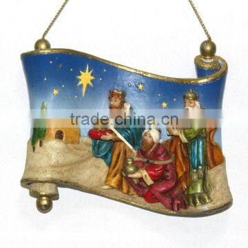 Religious King Scroll Polyresin Christmas Decoration Ornaments