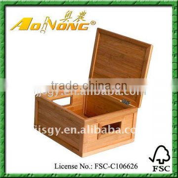 Natural bamboo storage box with lid